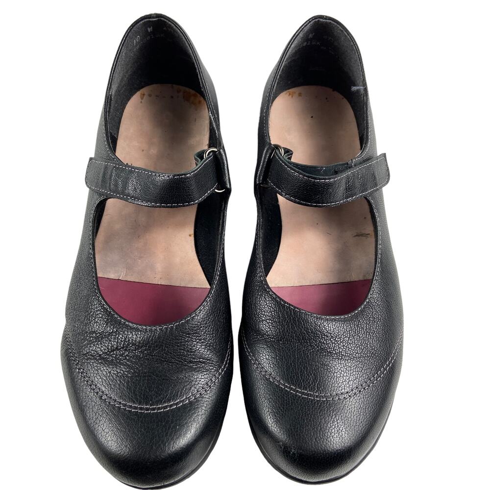 Munro Mary Jane Black Leather Shoes Size 10W - Picture 2 of 5